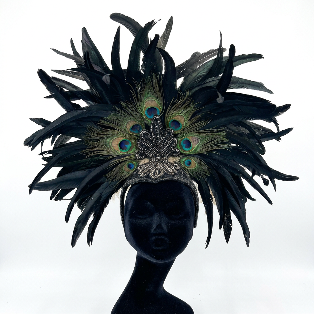 Zizi Showgirl Black Feather Headpiece