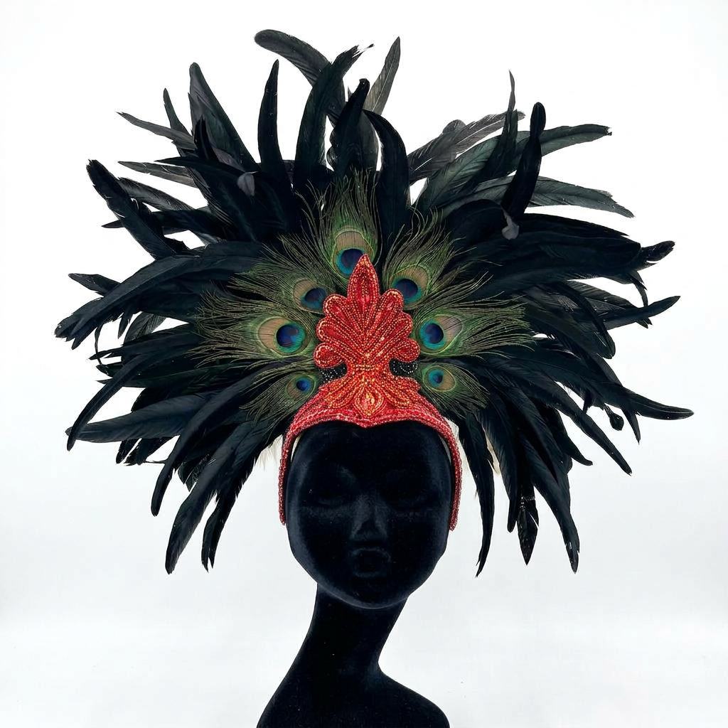 Zizi Showgirl Black Feather Headpiece