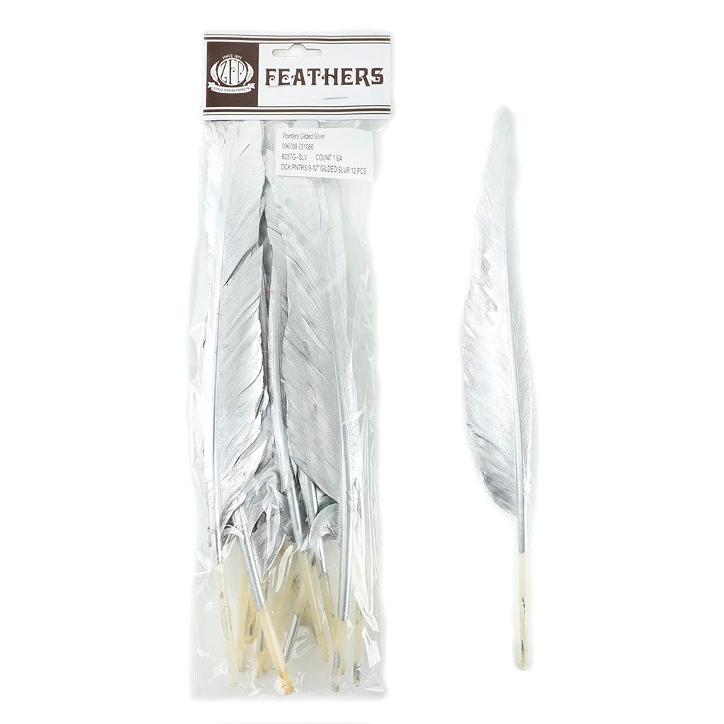 Gilded Goose Pointer Feathers - Silver - Feathers