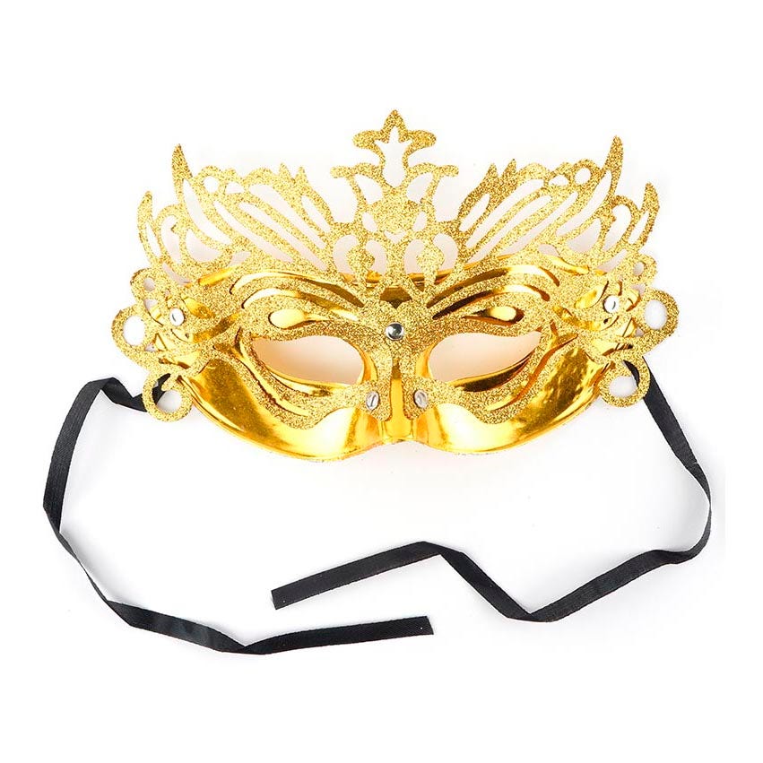 Glittered Carnival Mask Form Gold