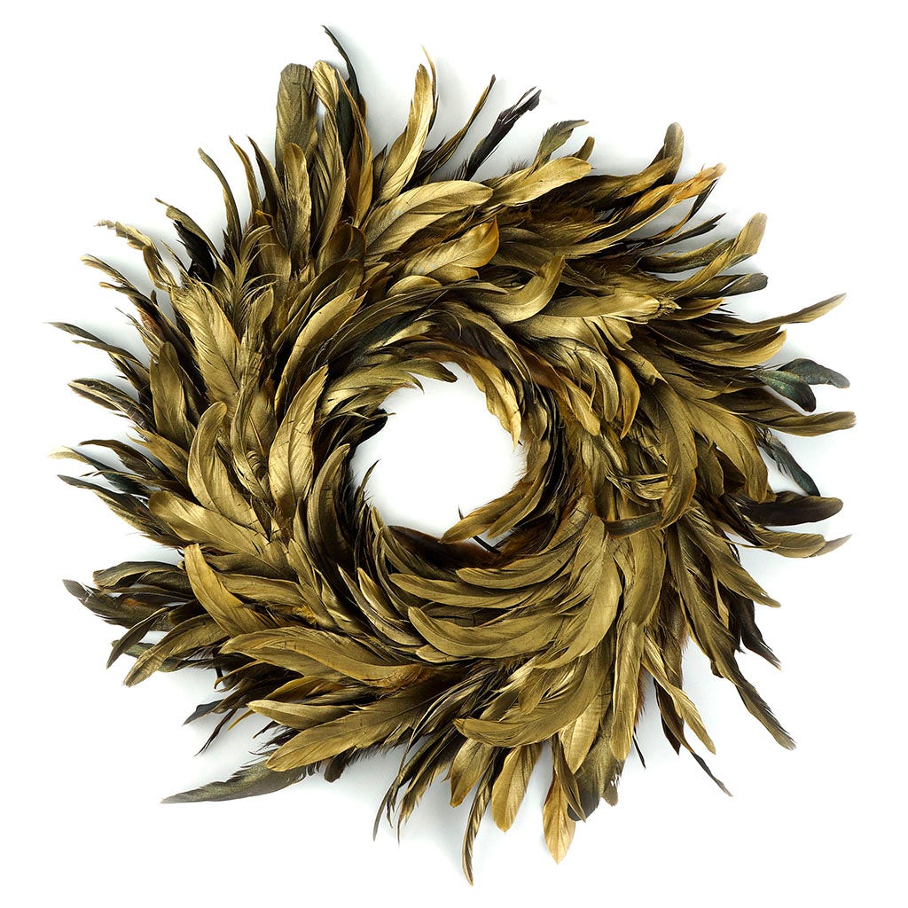 Gold Feather Wreath 18’’ - Feathers