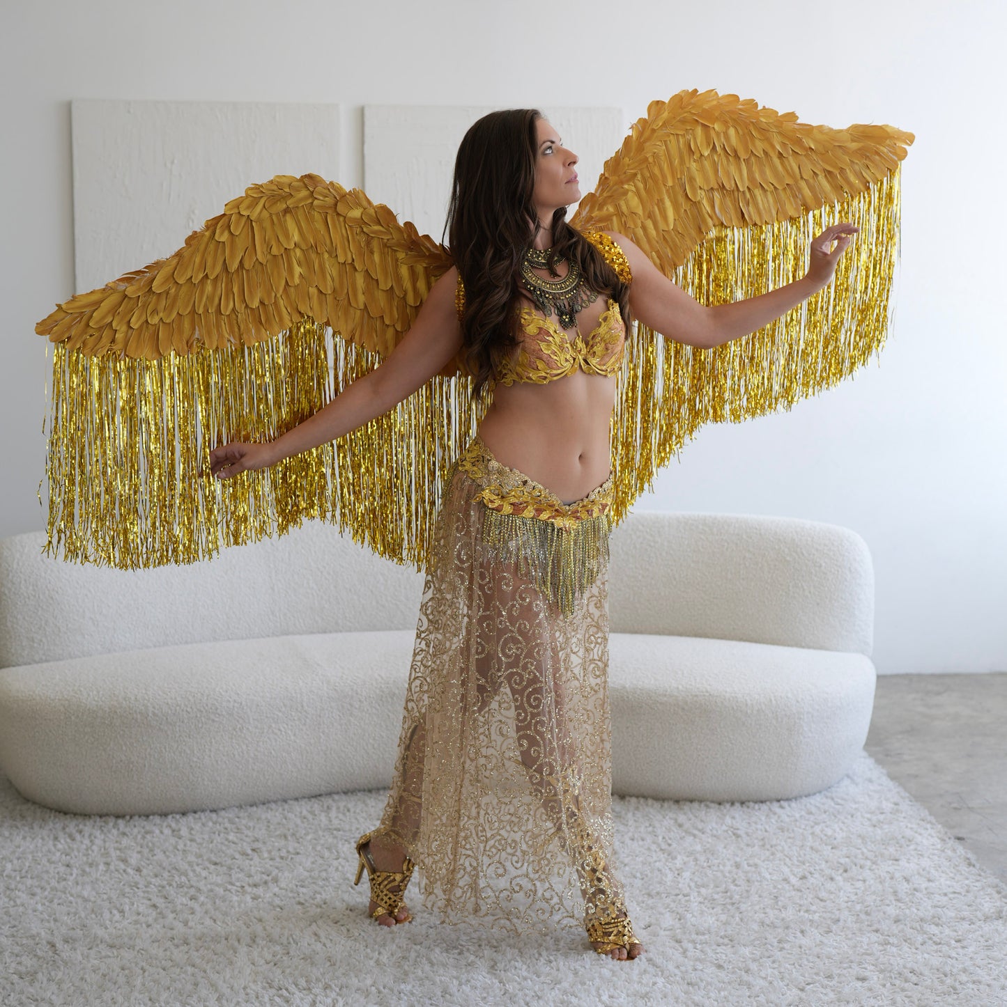 Flowing Metallic Gold Wings