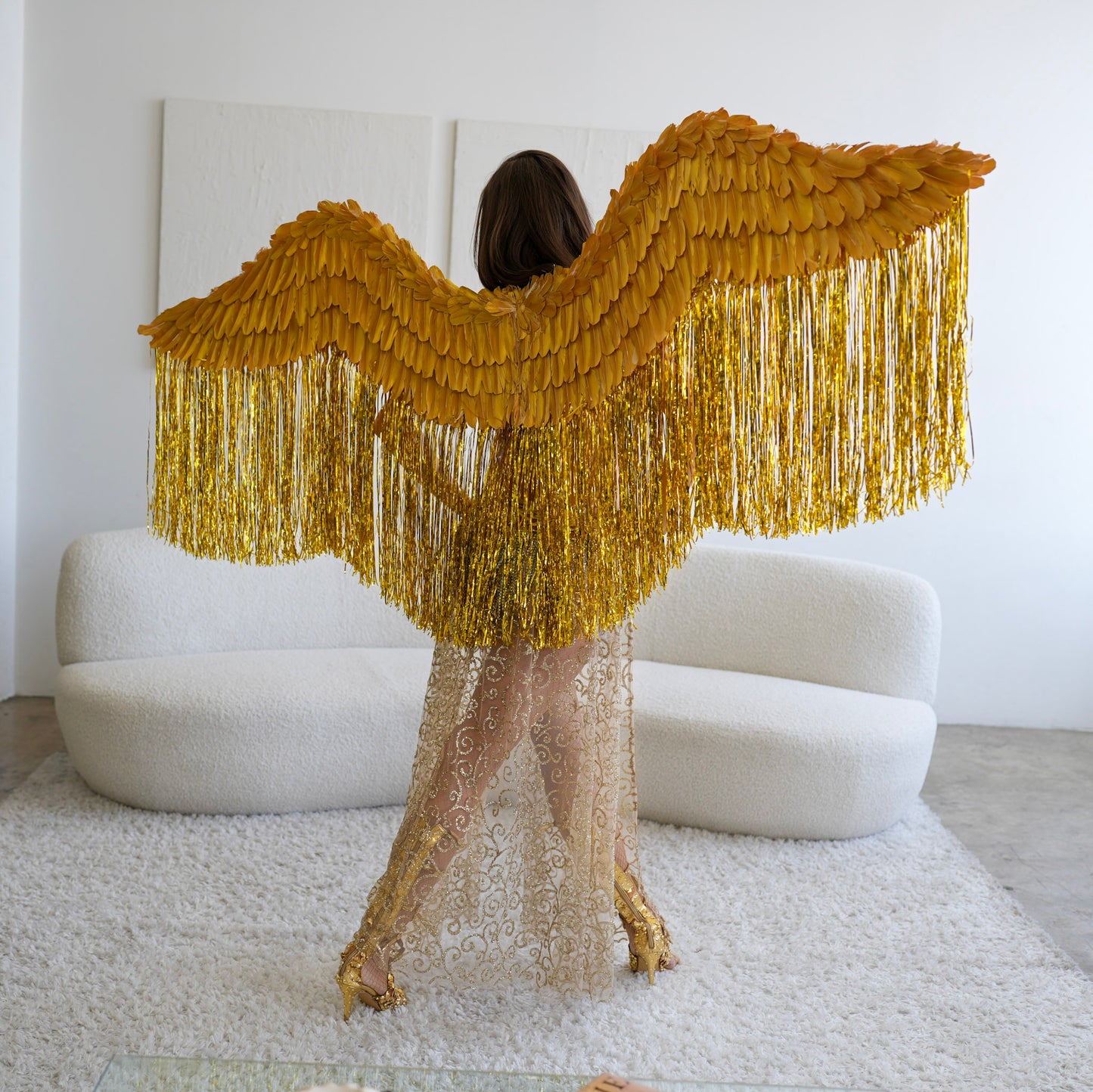 Flowing Metallic Gold Wings