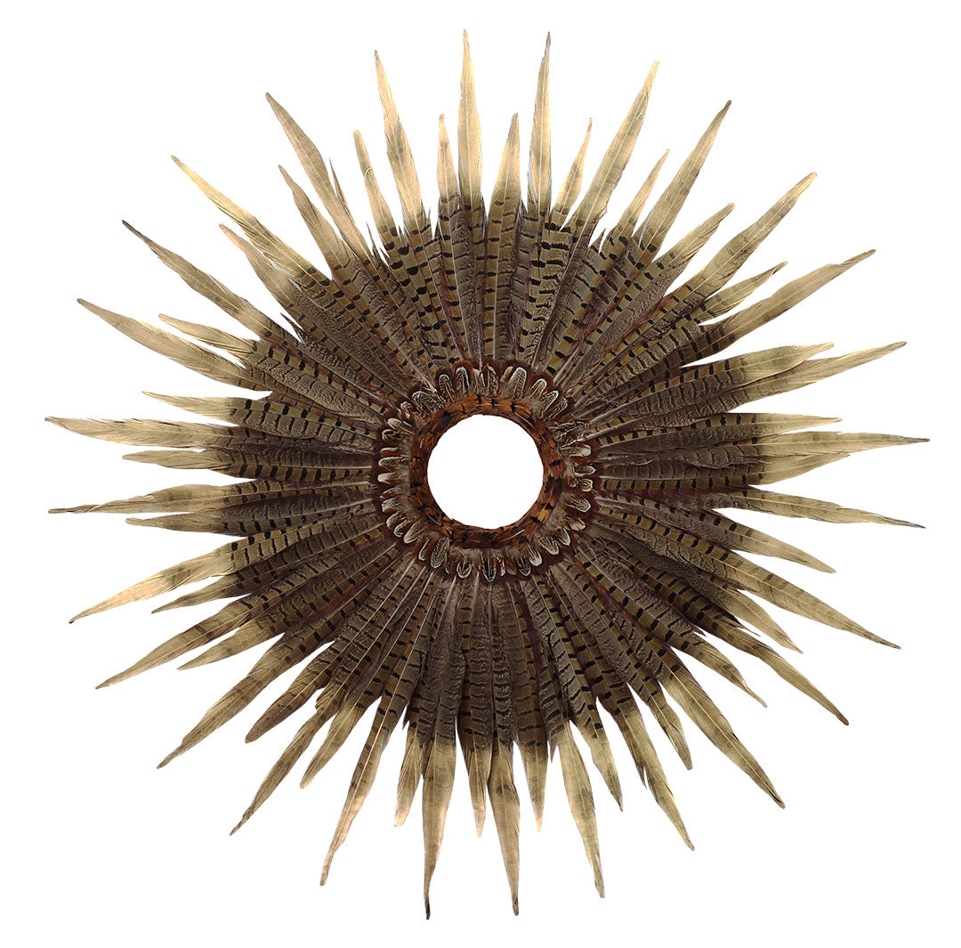 Natural Pheasant Tail Wreath Tipped Metallic Gold