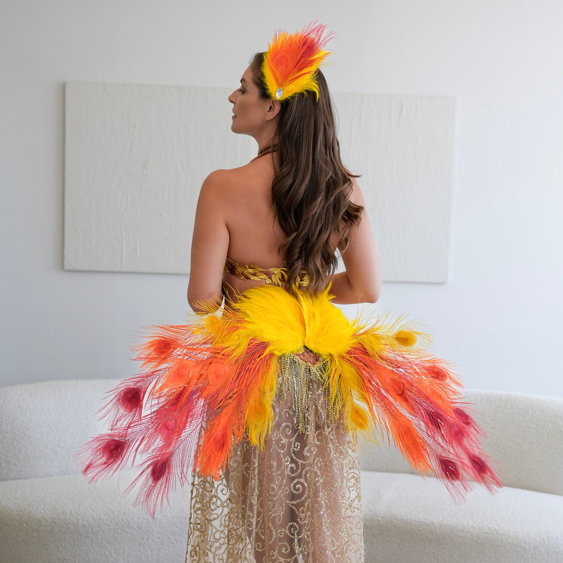 Orange Yellow and Red Peacock Fairy Wings | Peacock Feather Costume Small Orange Yellow and Red Peacock Fairy Wings | Peacock Feather Costume Small