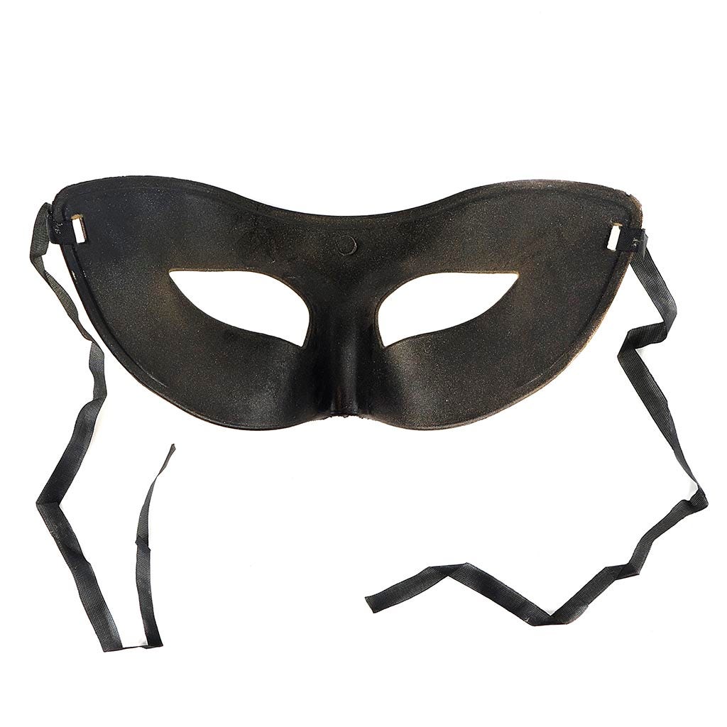Black Venetian Man Masquerade Mask Full Face, 6in Wide x 7in Tall