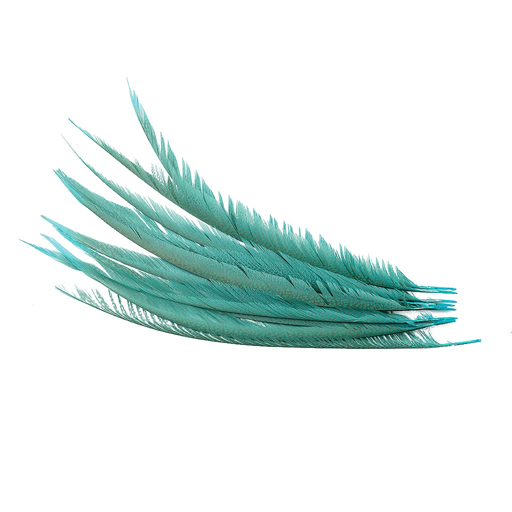 Golden Pheasant Center Tails Dyed Silver Dunn Blue - Feathers