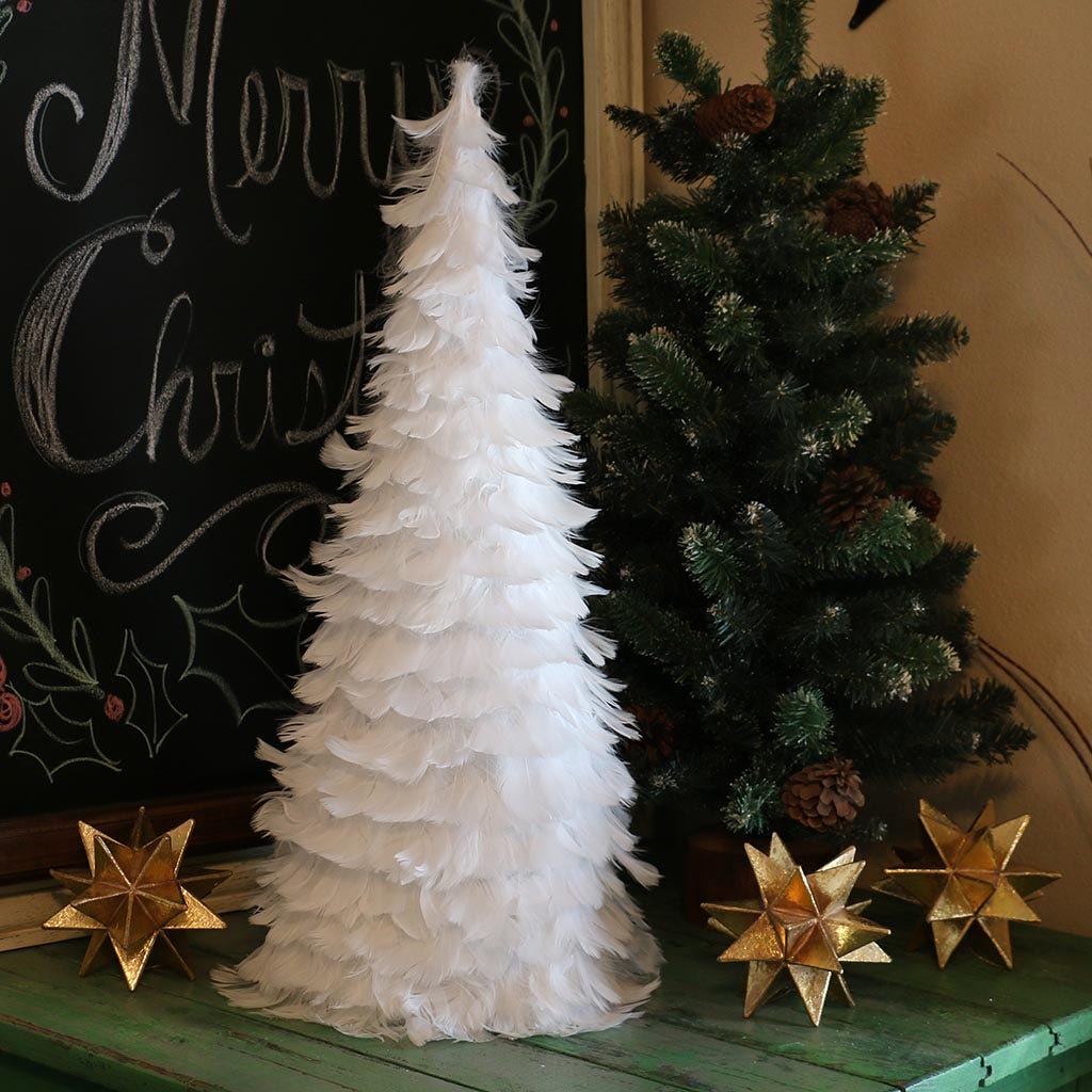 Goose Tree White Goose Coquille Feather Tree 24 Inches | Buy Christmas Tree ...