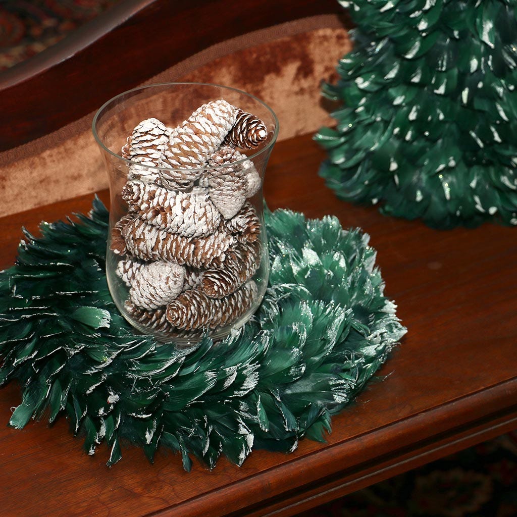 Goose Coquille Feather Wreath - Hunter Green/Opal Lurex - Feathers