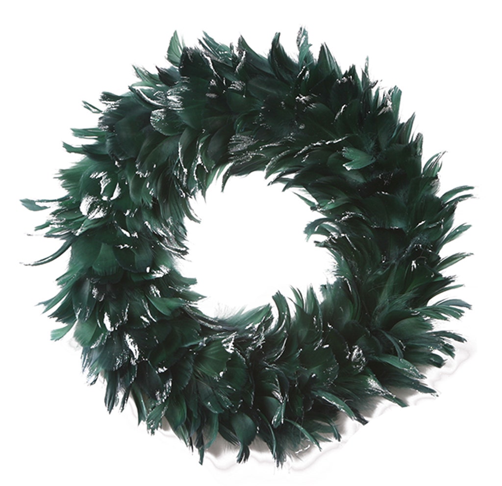 Goose Coquille Feather Wreath - Hunter Green/Opal Lurex - Feathers