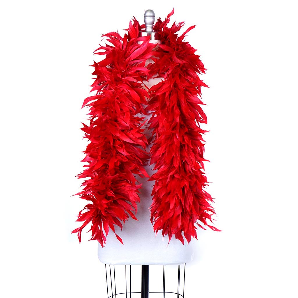 Goose Feather Boa - Stripped Nagoire - Red - Goose Boa