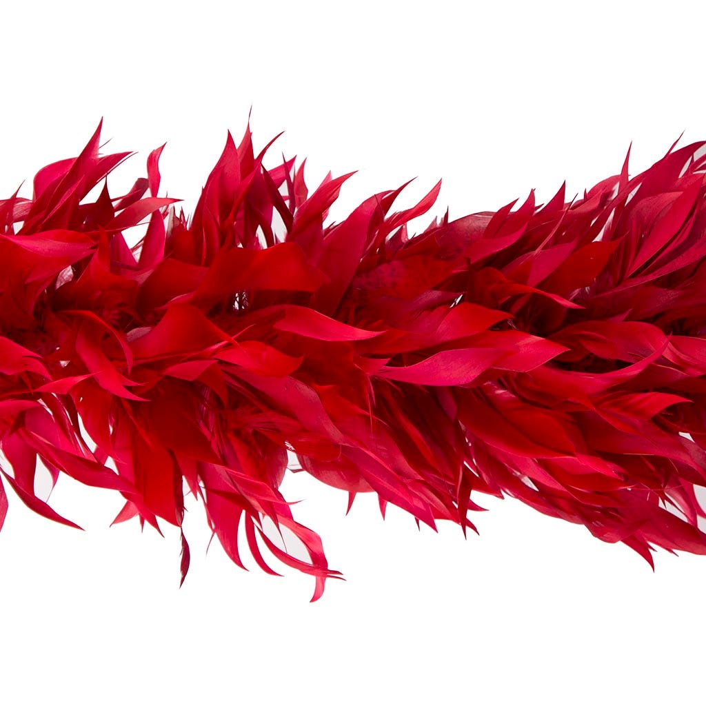 Goose Feather Boa - Stripped Nagoire - Red - Goose Boa