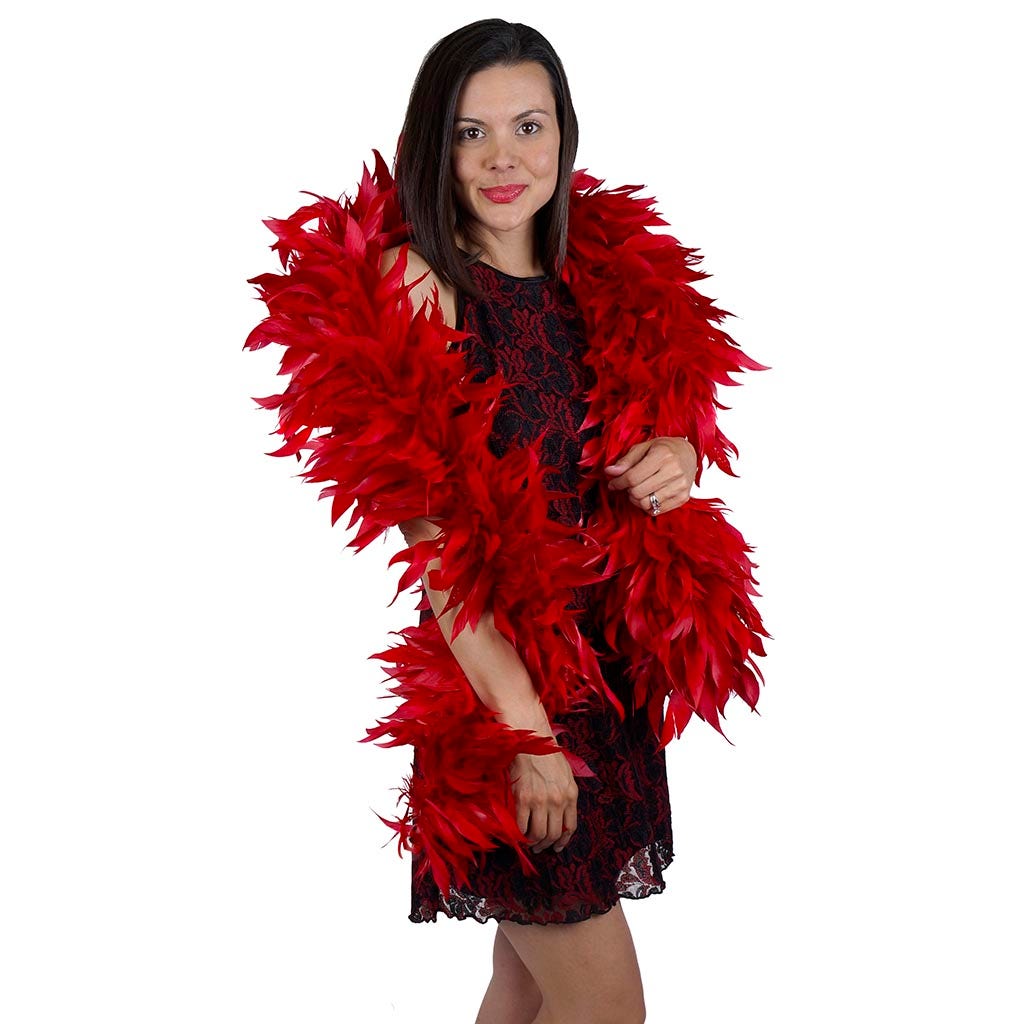 Goose Feather Boa - Stripped Nagoire - Red - Goose Boa