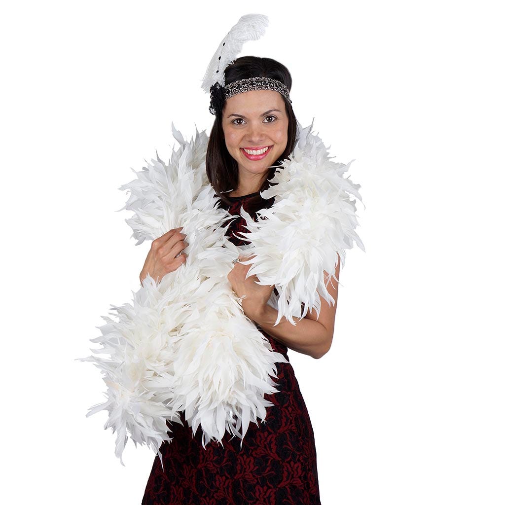 Goose Feather Boa - Stripped Nagoire - White - Goose Boa