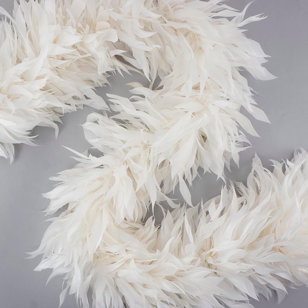 Goose Feather Boa - Stripped Nagoire - White - Goose Boa