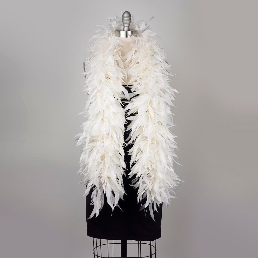 Goose Feather Boa - Stripped Nagoire - White - Goose Boa