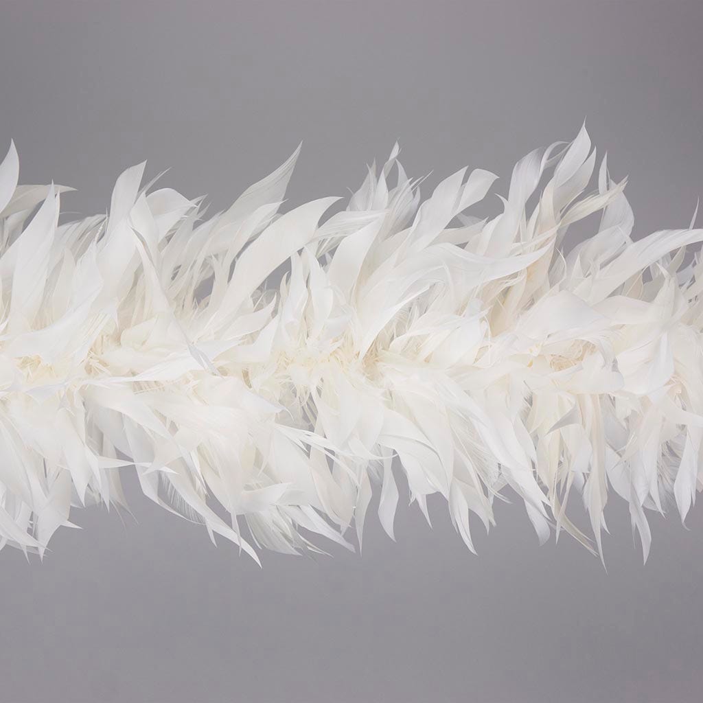 Goose Feather Boa - Stripped Nagoire - White - Goose Boa