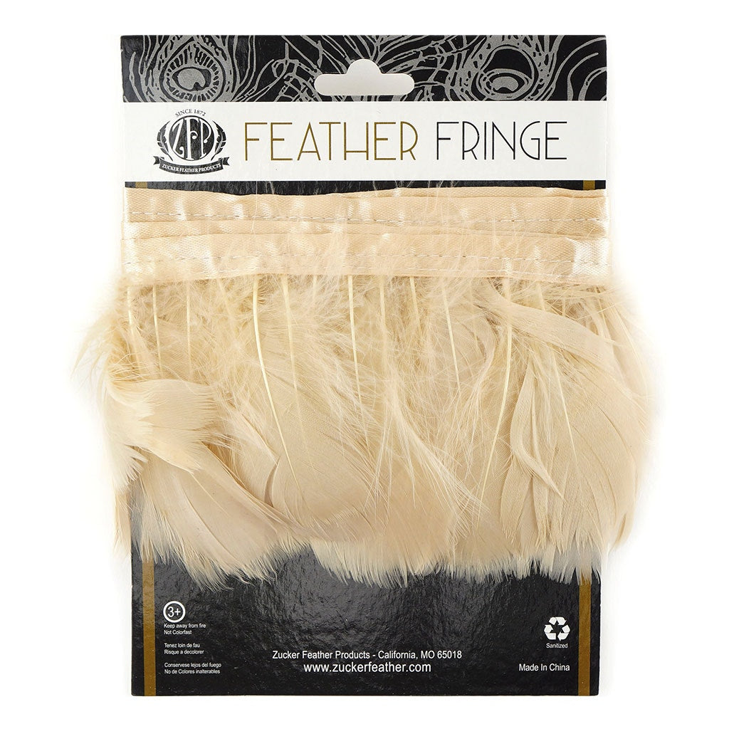 Goose Feather Fringe Trim - 1 Yard - Beige - Feathers