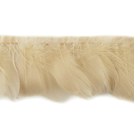 Goose Feather Fringe Trim - 1 Yard - Beige - Feathers