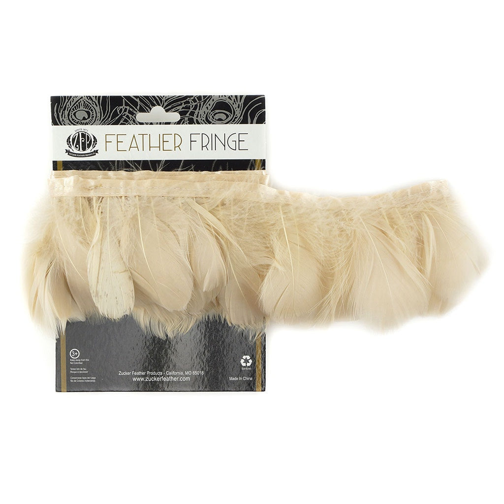 Goose Feather Fringe Trim - 1 Yard - Beige - Feathers