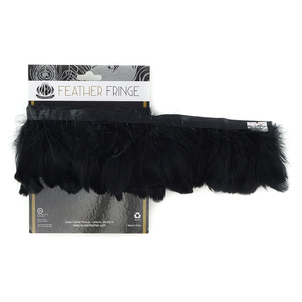 Goose Feather Fringe Trim - 1 Yard - Black - Feathers