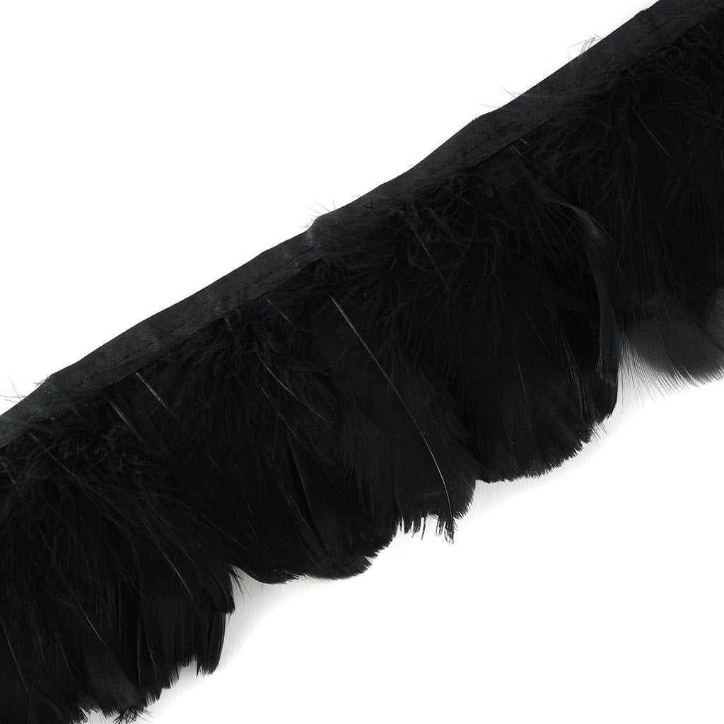 Goose Feather Fringe Trim - 1 Yard - Black - Feathers