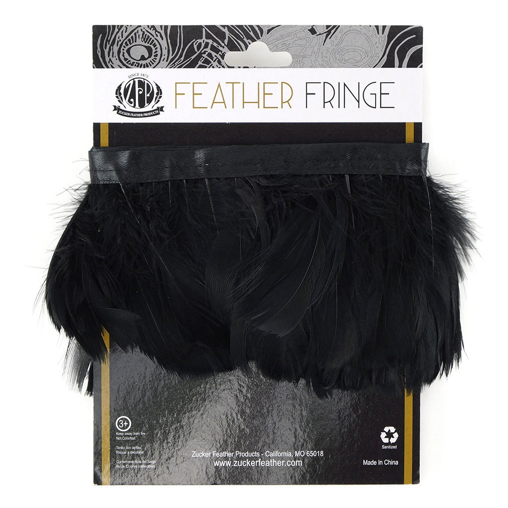 Goose Feather Fringe Trim - 1 Yard - Black - Feathers