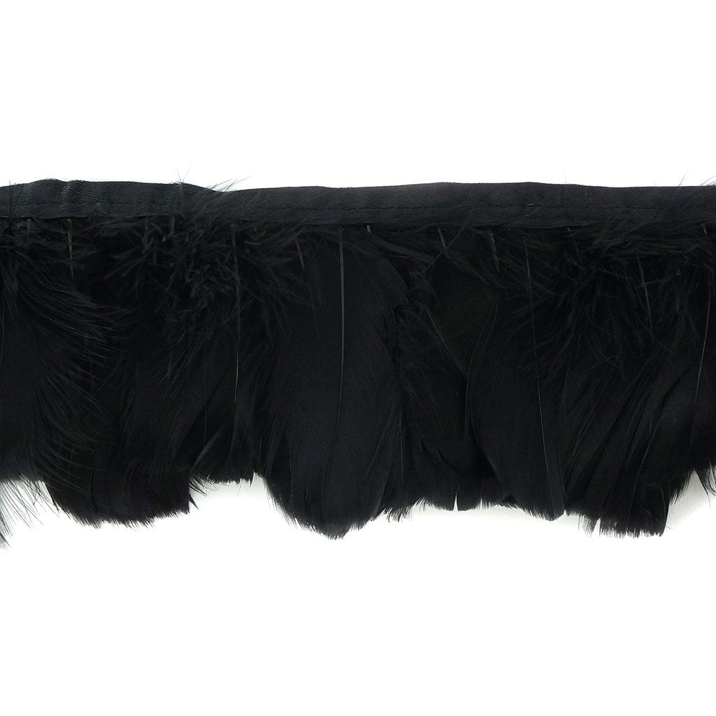 Goose Feather Fringe Trim - 1 Yard - Black - Feathers