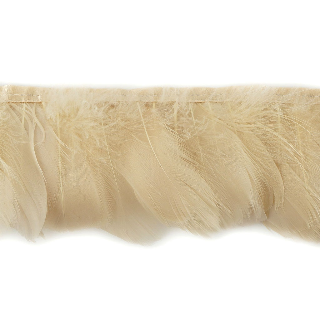 Goose Feather Fringe Trim - 5 Yards - Beige - Feathers