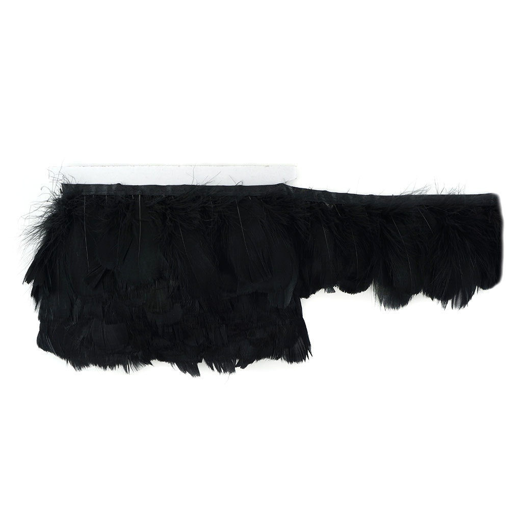 Goose Feather Fringe Trim - 5 Yards - Black - Feathers