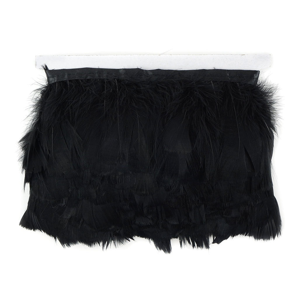 Goose Feather Fringe Trim - 5 Yards - Black - Feathers