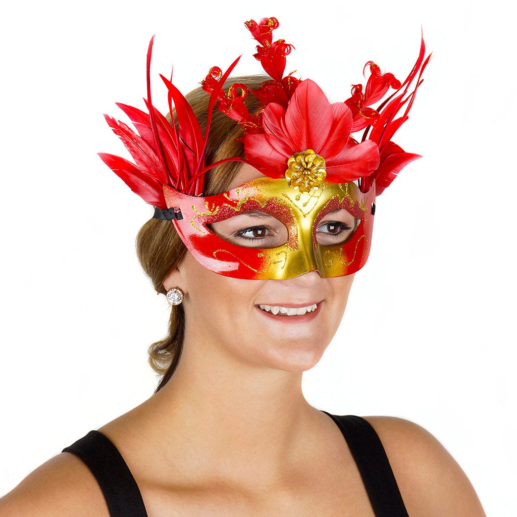 Goose Feather Mask Red - Feathers