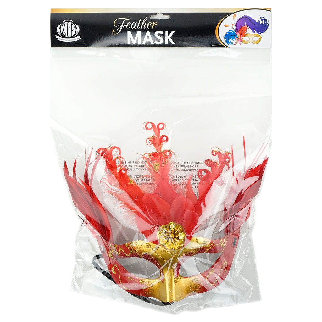 Goose Feather Mask Red - Feathers