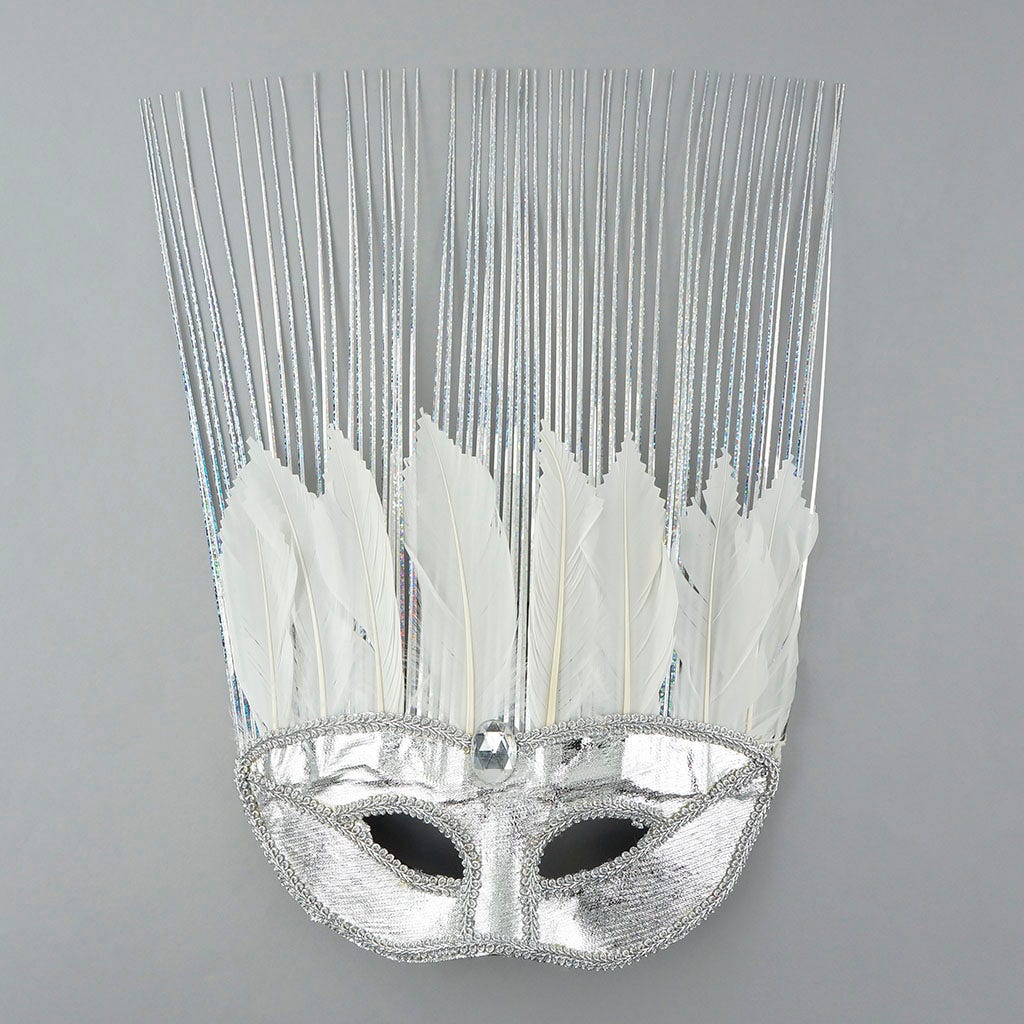 Goose Feather Mask Silver/White - Feathers