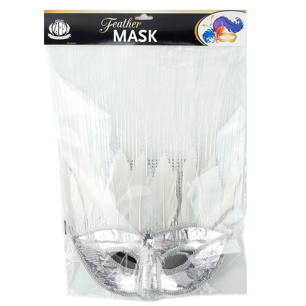 Goose Feather Mask Silver/White - Feathers