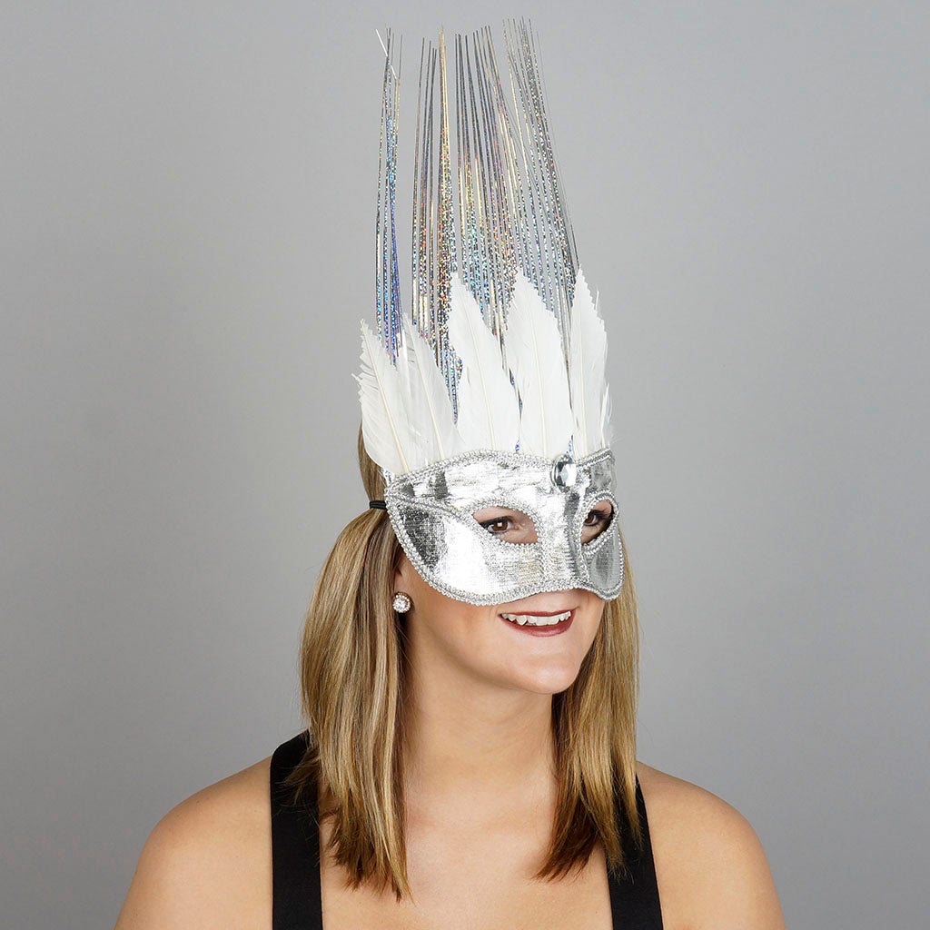 Goose Feather Mask Silver/White - Feathers