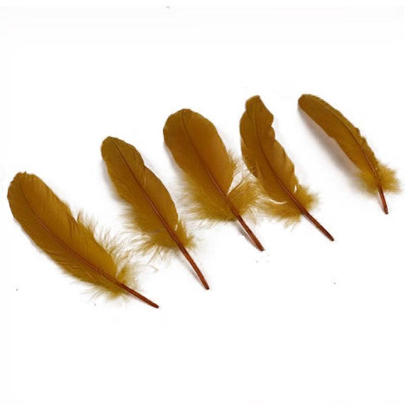 Goose Pallets Loose Feathers 6-8 Inch - 1/4 LB - Antique Gold - Feathers