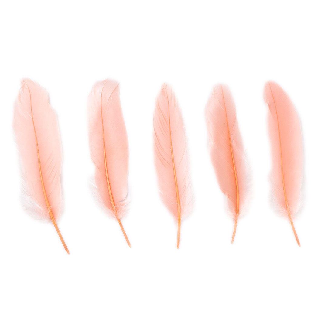 Goose Satinette Feathers Dyed - Apricot Blush - 1/4 lb