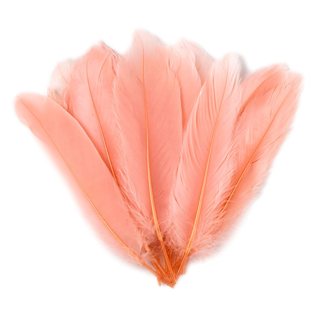 Goose Satinette Feathers Dyed - Apricot Blush - 1/4 lb