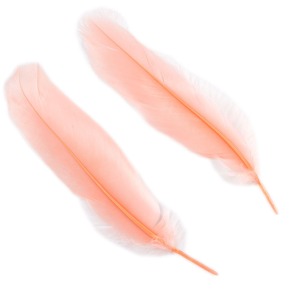 Goose Satinette Feathers Dyed - Apricot Blush - 1/4 lb