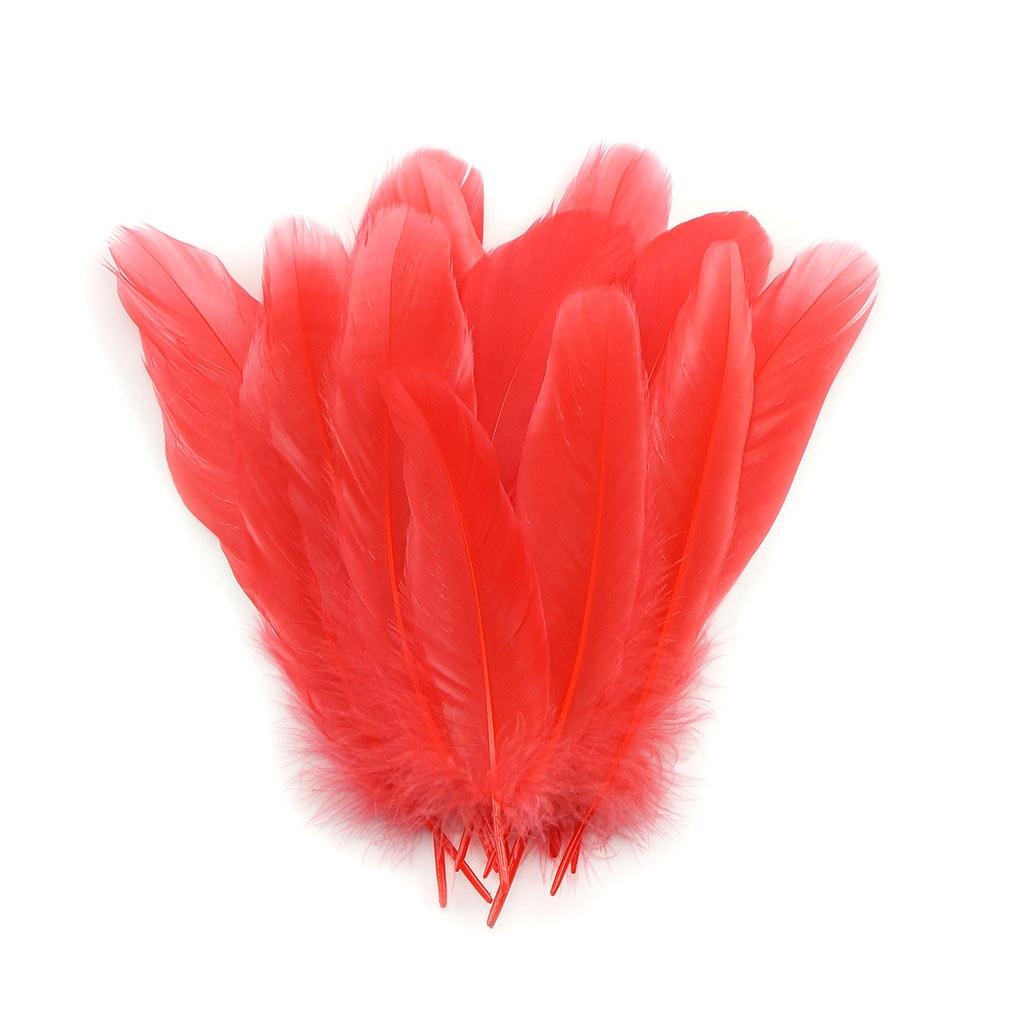 Goose Satinette Feathers Dyed - Hot Orange - 1/4 lb - Feathers