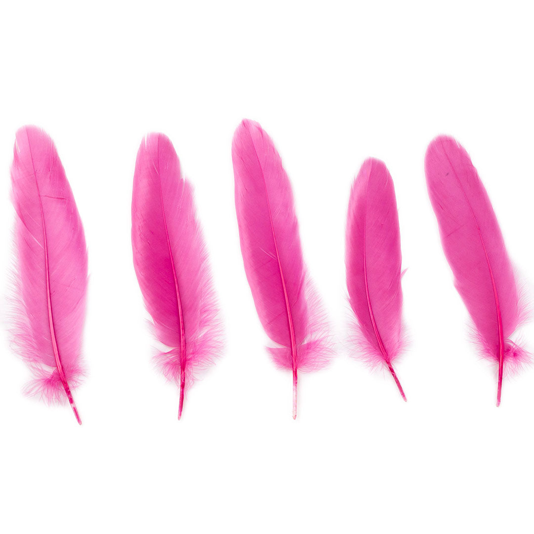 Goose Satinette Feathers Dyed - RASPBERRY SORBET - 1/4 lb