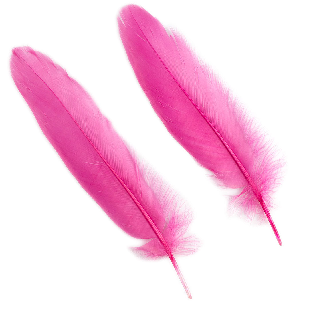 Goose Satinette Feathers Dyed - RASPBERRY SORBET - 1/4 lb