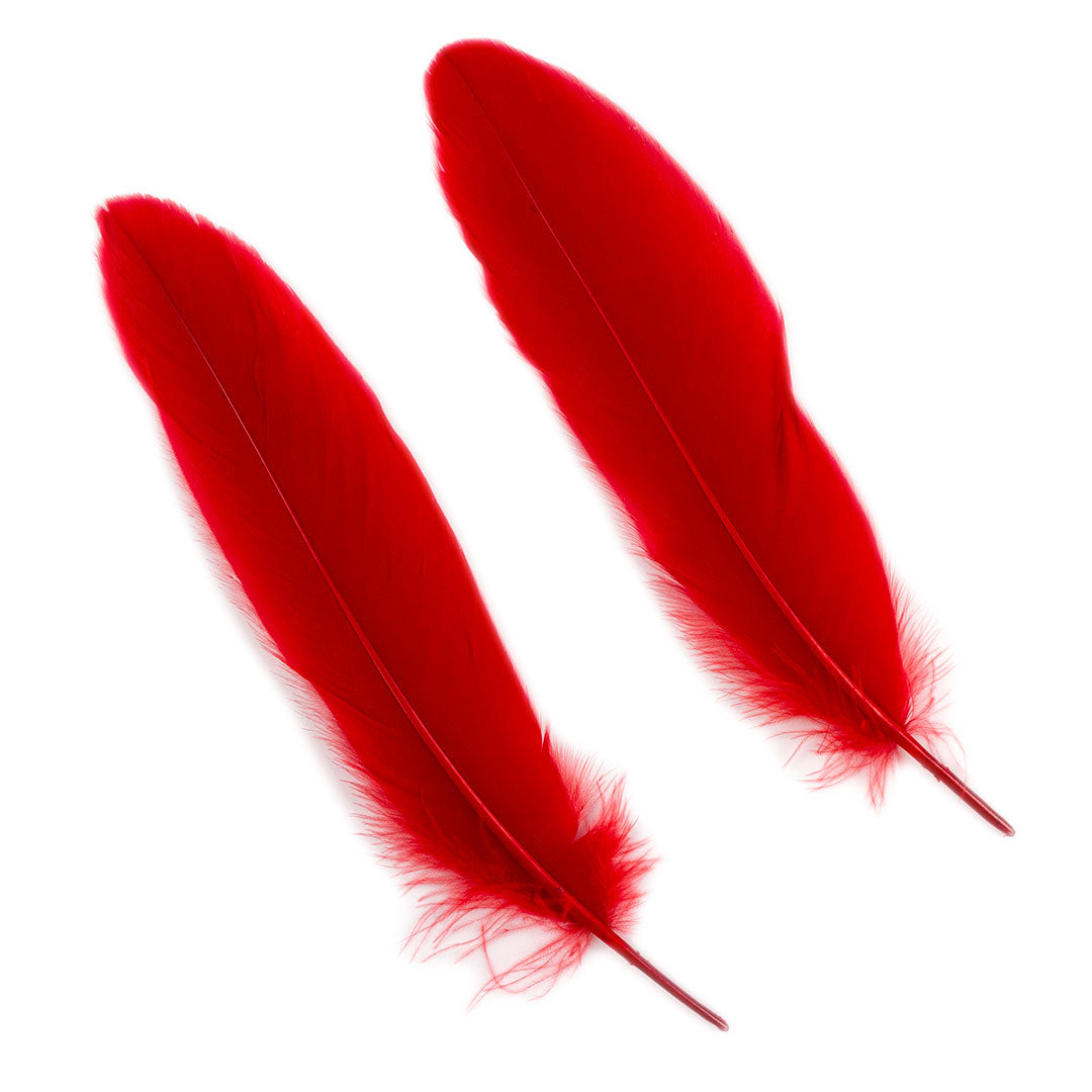 Goose Satinette Feathers Dyed - Red - 1/4 lb