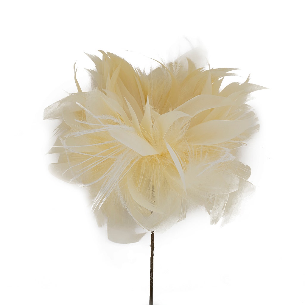 Goose/Turkey/Ostrich Feather Floral Pick w/Rhinestone Lemon Drop - Feathers