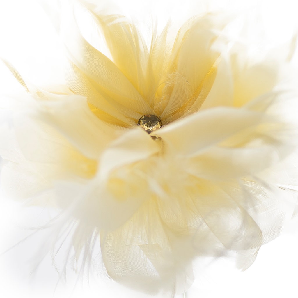 Goose/Turkey/Ostrich Feather Floral Pick w/Rhinestone Lemon Drop - Feathers