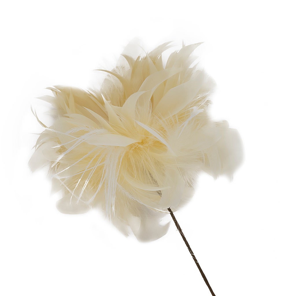 Goose/Turkey/Ostrich Feather Floral Pick w/Rhinestone Lemon Drop - Feathers