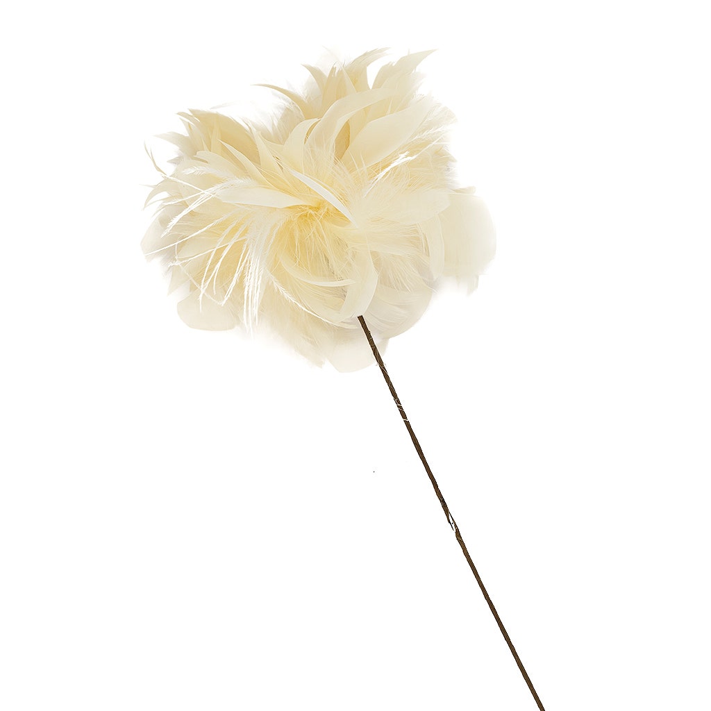 Goose/Turkey/Ostrich Feather Floral Pick w/Rhinestone Lemon Drop - Feathers