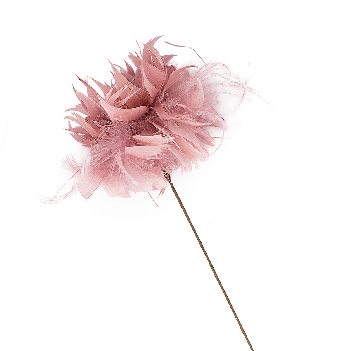 Goose/Turkey/Ostrich Feather Floral Pick w/Rhinestone Rose - Feathers