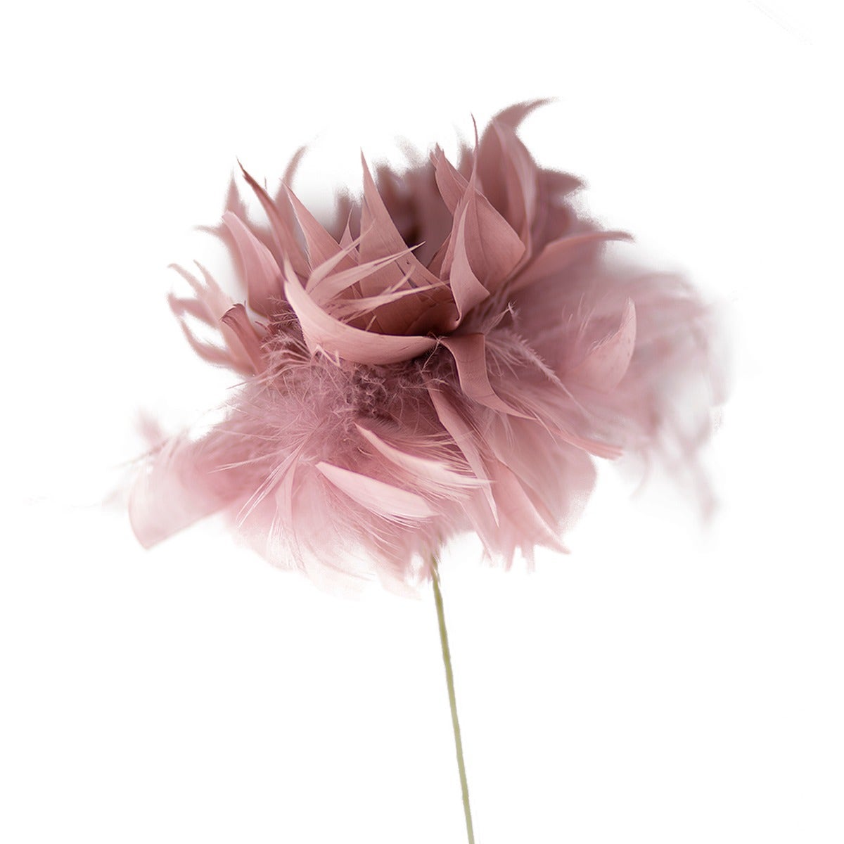 Goose/Turkey/Ostrich Feather Floral Pick w/Rhinestone Rose - Feathers